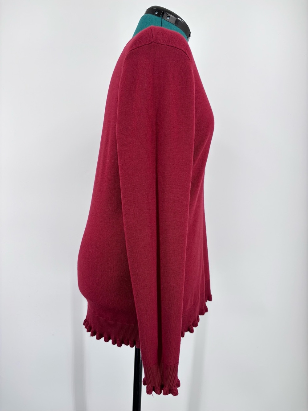 Soya Concept Raspberry Ruffled Hem Crew Neck Lightweight Sweater, Large - Picture 8 of 16